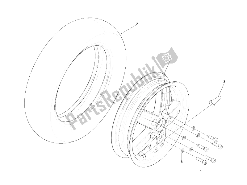 All parts for the Front Wheel of the Vespa LX 125 4T 2V IE E3 Taiwan 2011