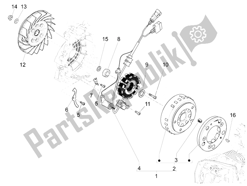 Toutes les pièces pour le Volant Magnéto du Vespa Vespa GTS Super 150 IE 4T 3V Asia 2014