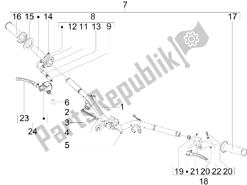 Toutes les pièces pour le Guidon - Master Cil. Du Vespa S 150 4T Vietnam 2009