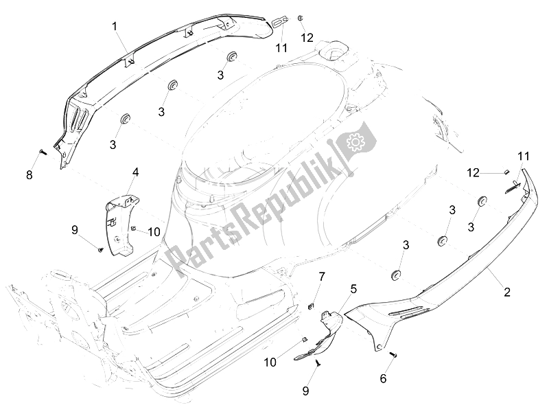 Toutes les pièces pour le Couvercle Latéral - Spoiler du Vespa GTS Super 150 IE 4T 3V 2014