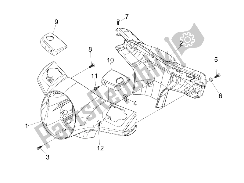 Toutes les pièces pour le Couvertures De Guidon du Vespa Granturismo 200 L USA 2007