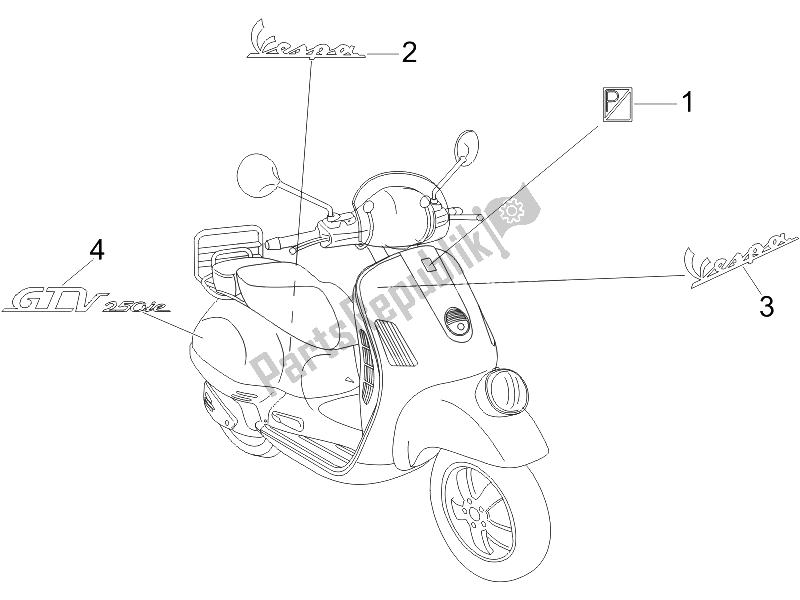 Todas las partes para Placas - Emblemas de Vespa GTV 250 IE 2006