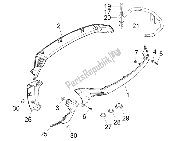 Toutes les pièces pour le Couvercle Latéral - Spoiler du Vespa LXV 125 4T E3 2006