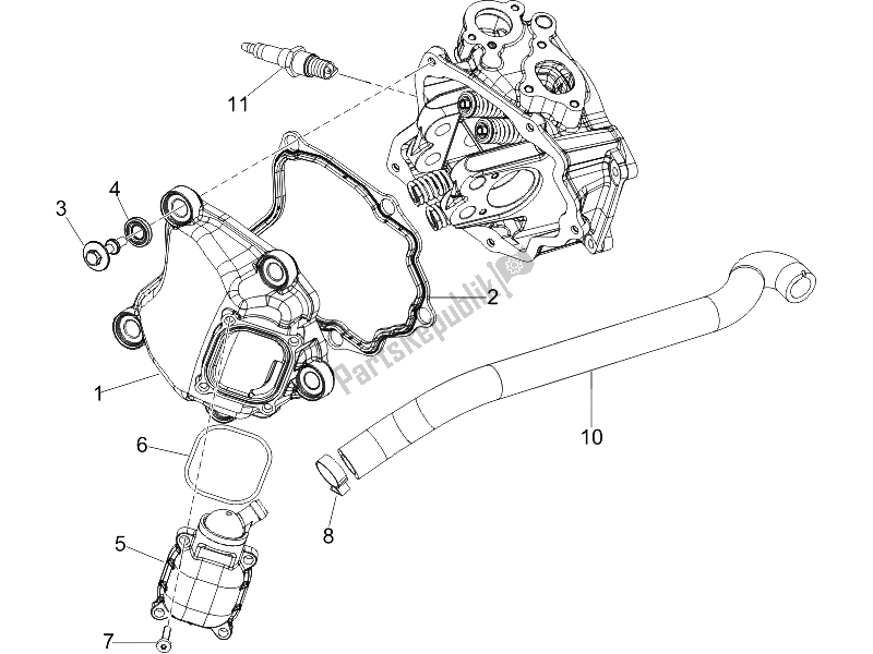 Todas las partes para Cubierta De Tapa De Cilindro de Vespa GTV 250 IE UK 2006