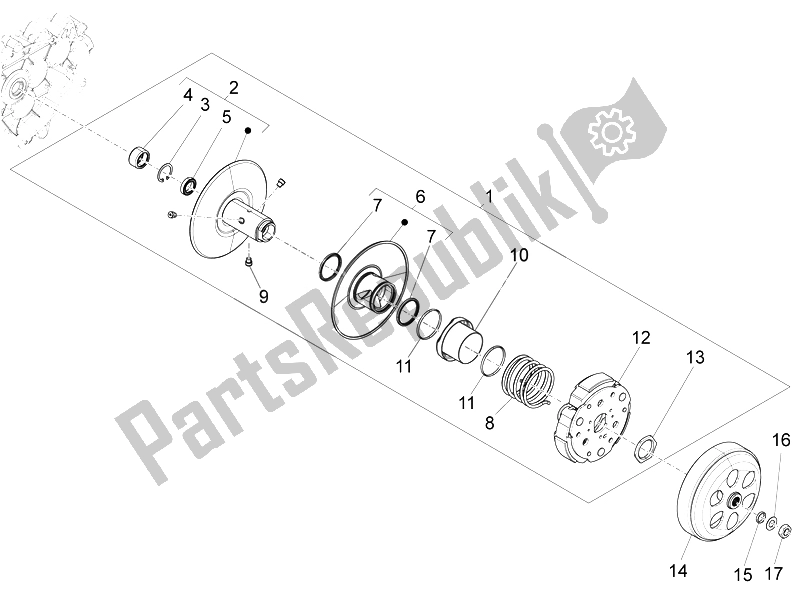 All parts for the Driven Pulley of the Vespa 125 4T 3V IE Primavera 2014