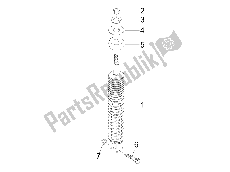 Todas as partes de Suspensão Traseira - Amortecedor / S do Vespa LXV 50 2T Navy 2007