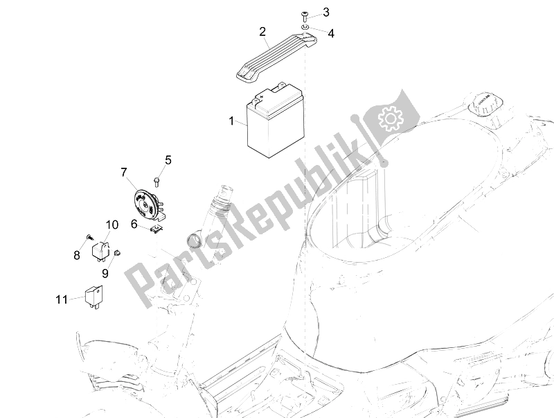 Todas las partes para Interruptores De Control Remoto - Batería - Bocina de Vespa GTS 300 IE ABS Super China 2014