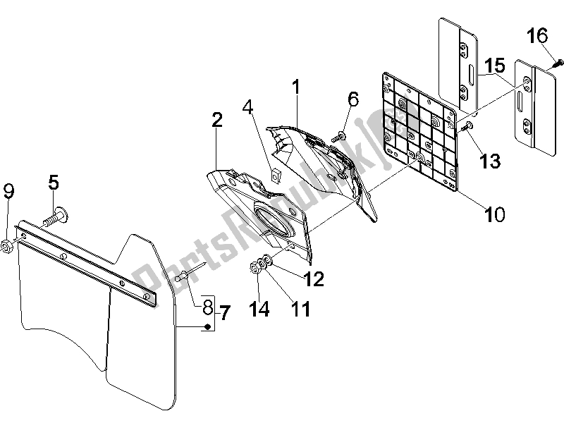 Todas las partes para Cubierta Trasera - Protector Contra Salpicaduras de Vespa GTS 250 ABS 2005