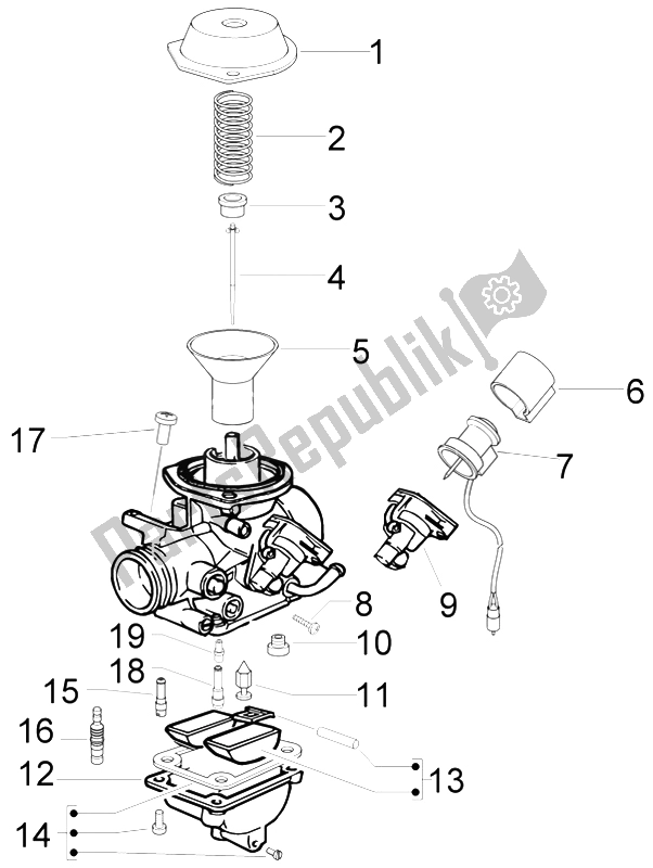 Toutes les pièces pour le Composants Du Carburateur du Vespa LX 50 4T 4V NL 2011