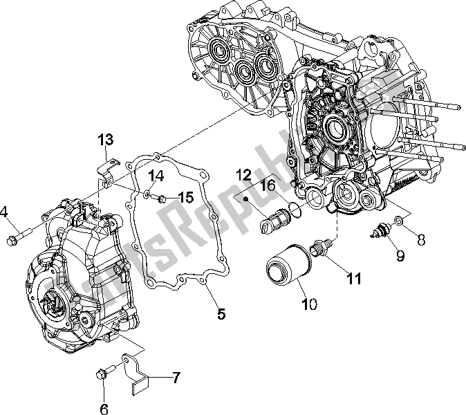 Toutes les pièces pour le Couvercle Magnéto Volant - Filtre à Huile du Vespa GTS 250 2005