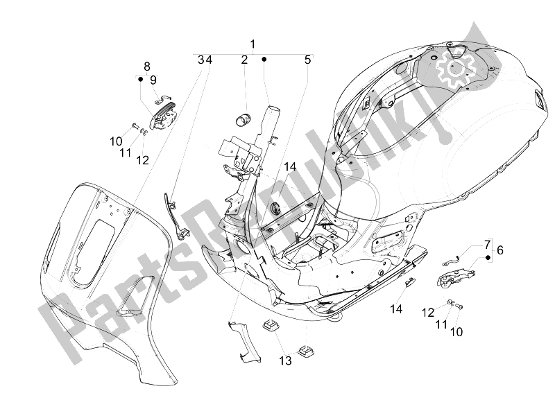 Toutes les pièces pour le Cadre / Carrosserie du Vespa GTS 250 2005