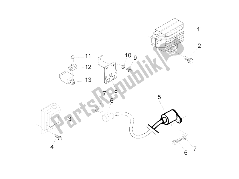 Tutte le parti per il Regolatori Di Tensione - Centraline Elettroniche (ecu) - H. T. Bobina del Vespa LXV 150 4T USA 2009