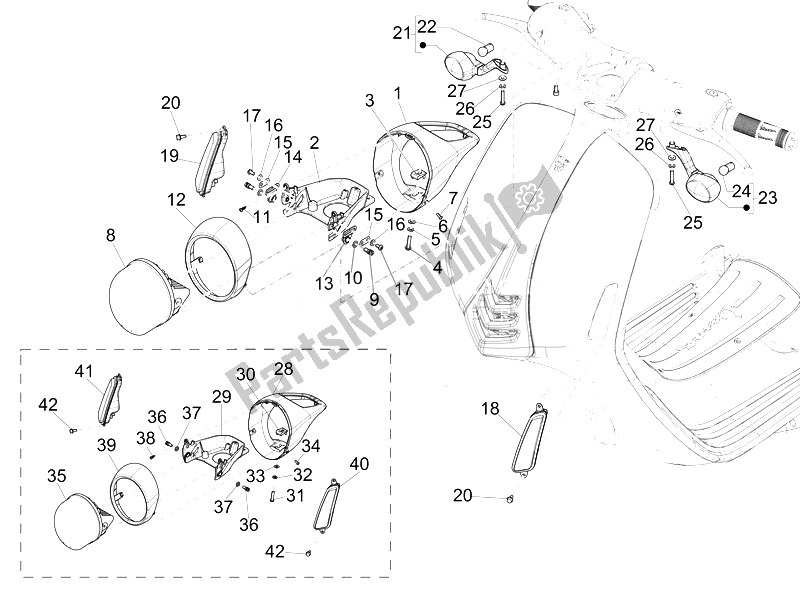 Todas las partes para Faros Delanteros - Luces Intermitentes de Vespa 946 150 2014