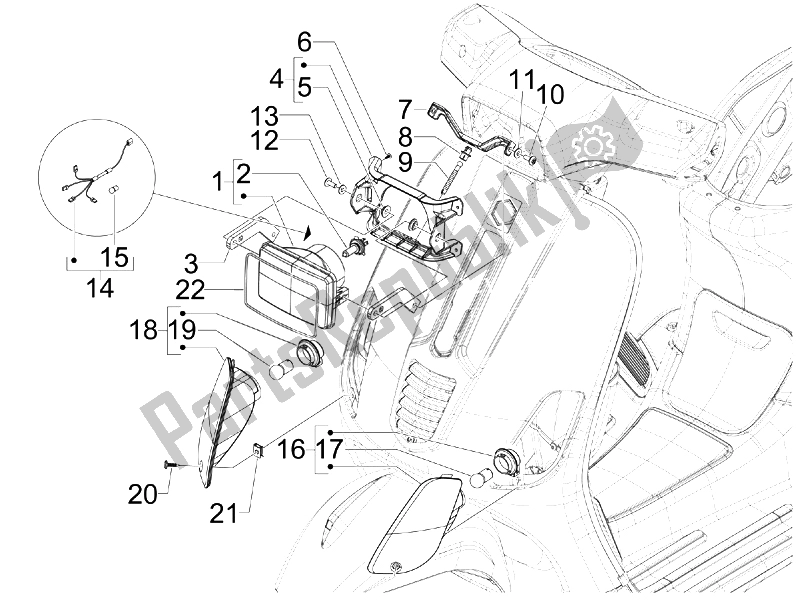 Todas las partes para Faros Delanteros - Luces Intermitentes de Vespa S 50 2T College 2007