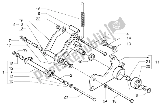 Tutte le parti per il Braccio Oscillante del Vespa Granturismo 125 L 2003