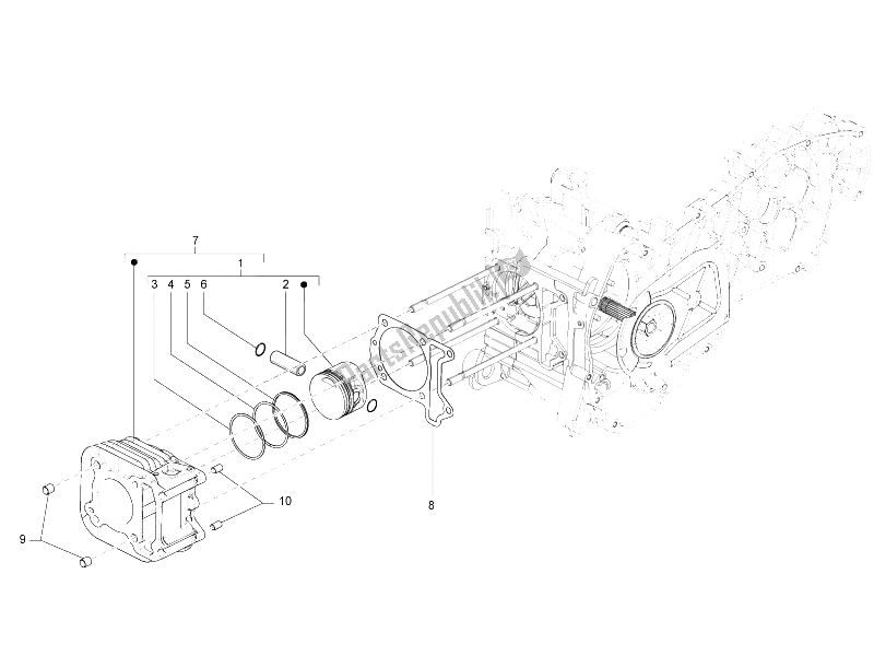 Toutes les pièces pour le Unité Cylindre-piston-axe De Poignet du Vespa S 125 4T 2V E3 Taiwan 2011