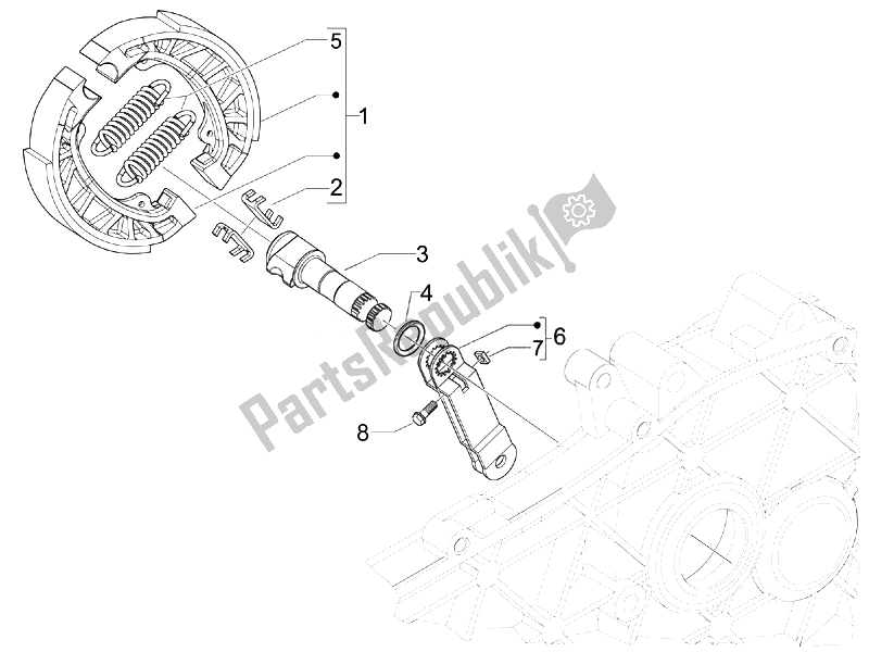 Tutte le parti per il Freno Posteriore - Ganascia Del Freno del Vespa LX 50 4T 4V Touring 2010