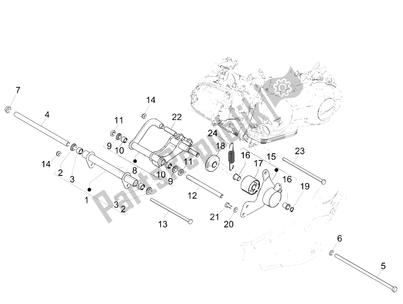 Toutes les pièces pour le Bras Oscillant du Vespa GTS 300 IE Super 2008