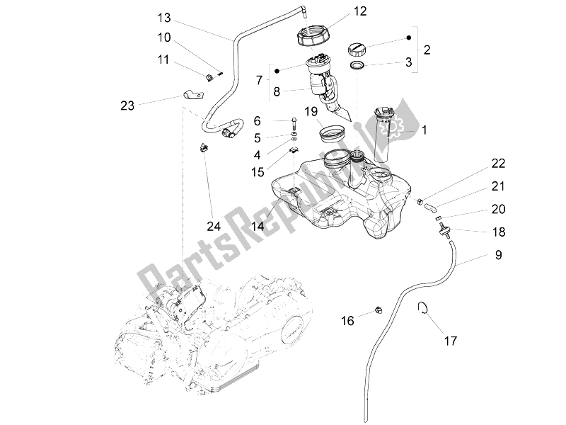 Todas las partes para Depósito De Combustible de Vespa S 125 4T 3V IE 2012