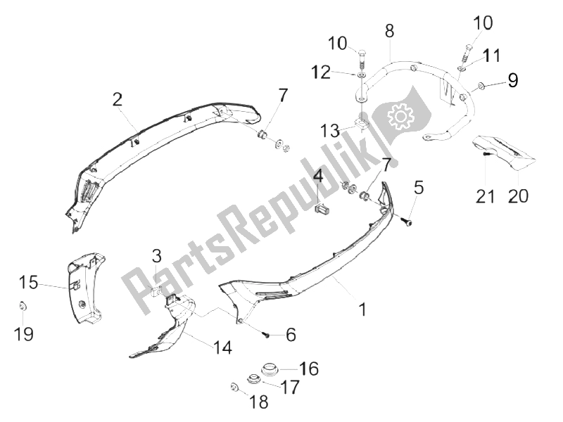Tutte le parti per il Coperchio Laterale - Spoiler del Vespa LX 125 4T E3 Vietnam 2009