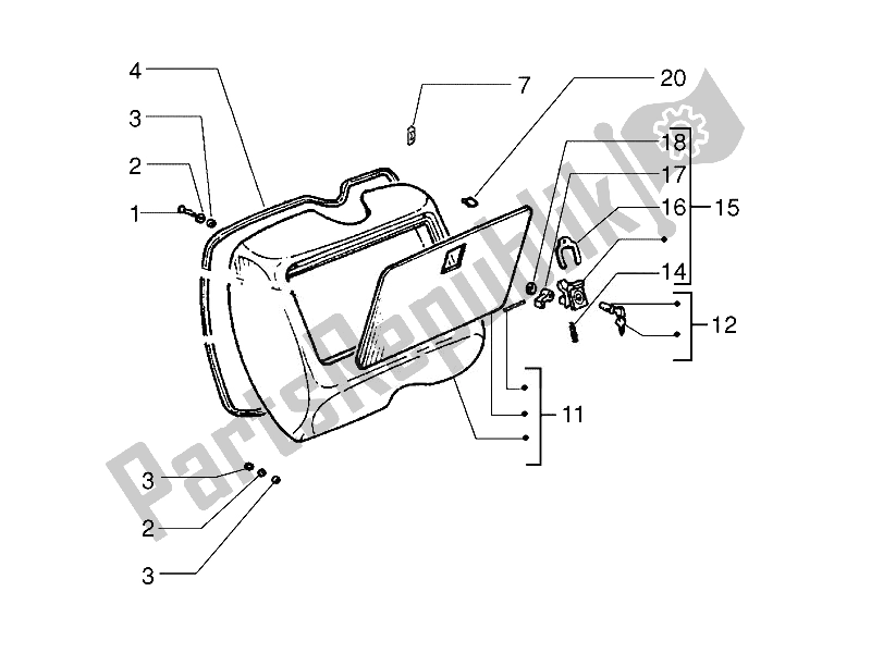 Alle onderdelen voor de Dashboardkastje Voor - Kniebeschermer van de Vespa PX 125 30 Anni 2007