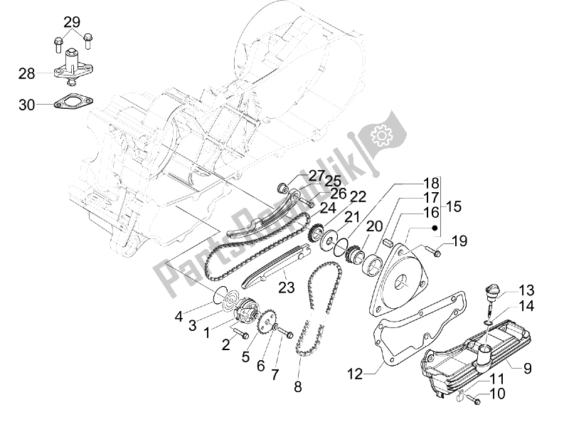 All parts for the Oil Pump of the Vespa Sprint 50 4T 4V USA 2014