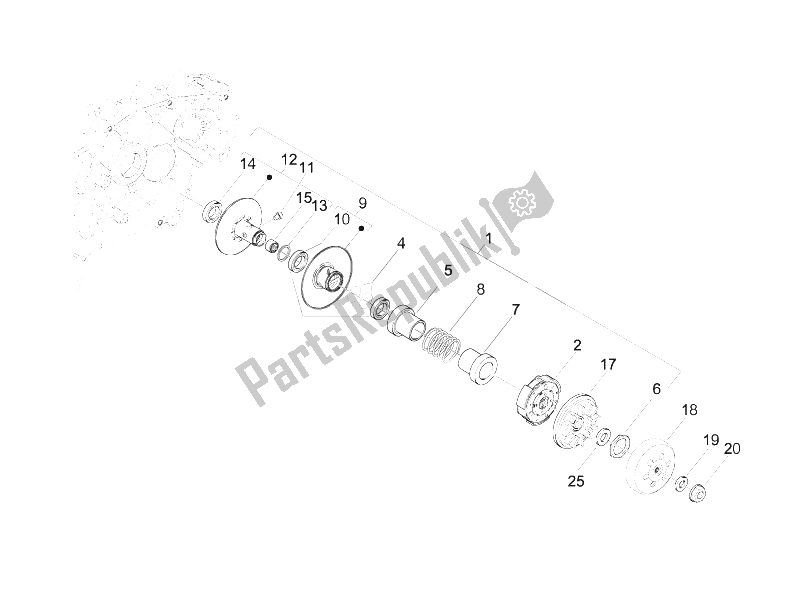 Toutes les pièces pour le Poulie Menée du Vespa LXV 150 4T USA 2009