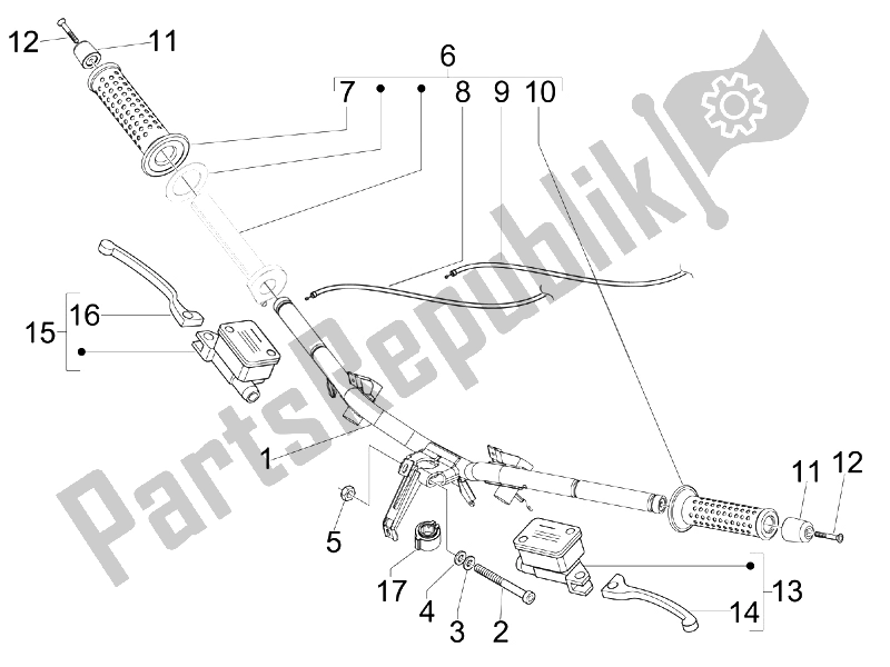 Todas las partes para Manillar - Master Cil. De Vespa GTS 300 IE ABS China 2014