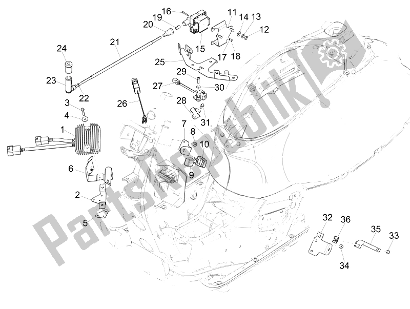 Todas as partes de Reguladores De Tensão - Unidades De Controle Eletrônico (ecu) - H. T. Bobina do Vespa Vespa GTS 300 IE Super ABS USA 2014
