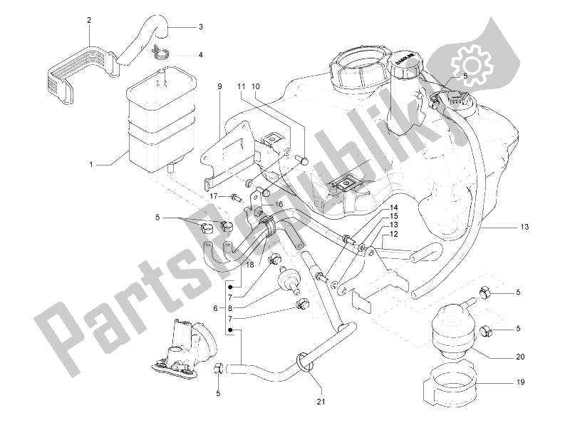 All parts for the Anti-percolation System of the Vespa S 125 4T 2V E3 Taiwan 2011