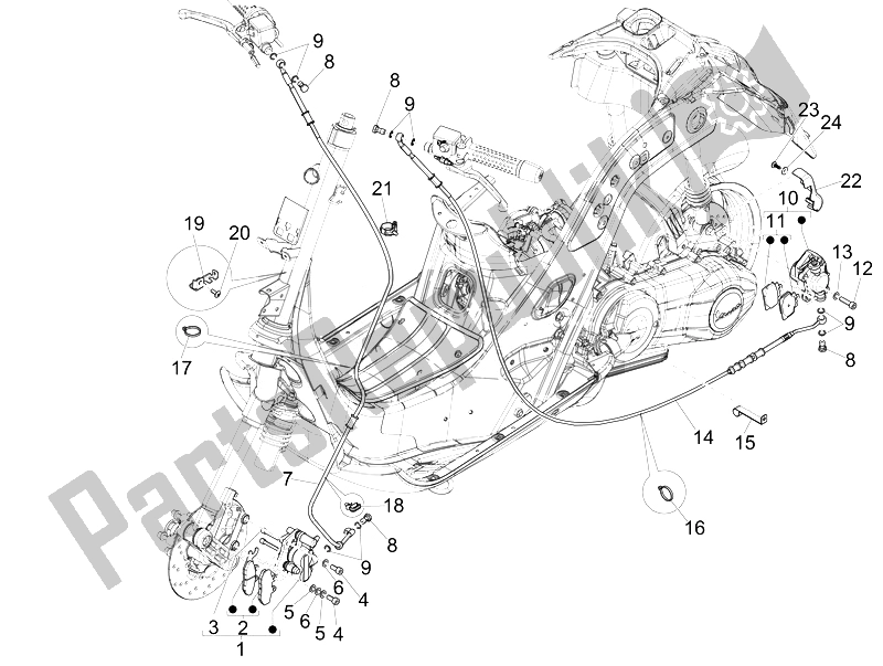 All parts for the Brakes Pipes - Calipers of the Vespa Vespa GTS 125 4T 3V IE Super Asia 2014
