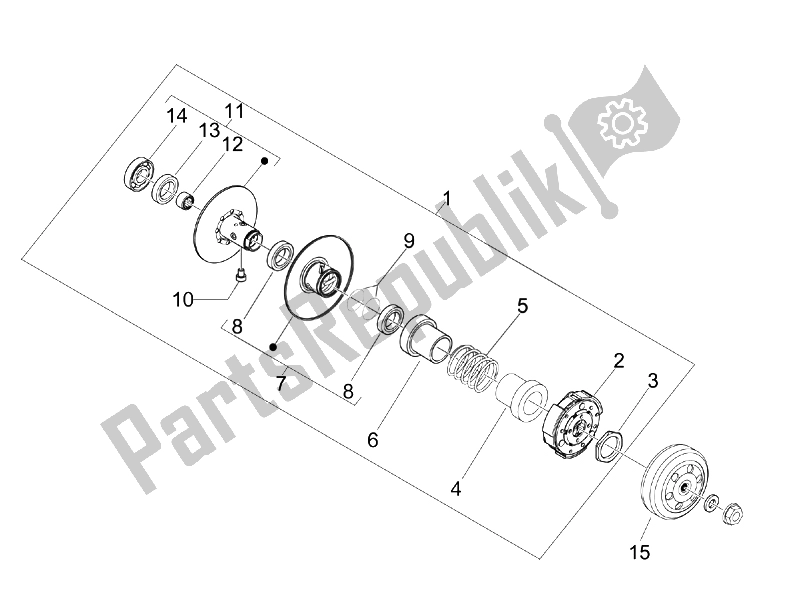 Tutte le parti per il Puleggia Condotta del Vespa 50 4T 2V 52 KMH B NL 2014