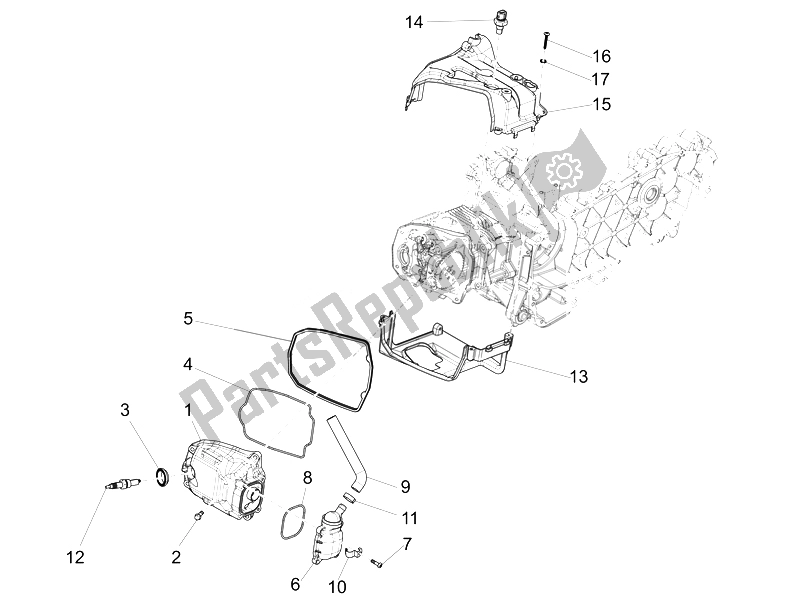 All parts for the Cylinder Head Cover of the Vespa 150 Sprint 4T 3V IE USA 2014