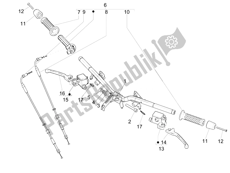 All parts for the Handlebars - Master Cil. Of the Vespa Vespa GTS 300 IE ABS USA Canada 2014