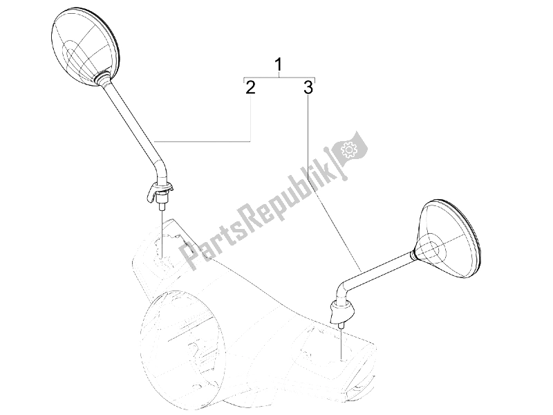 All parts for the Driving Mirror/s of the Vespa GTS 300 IE USA 2009