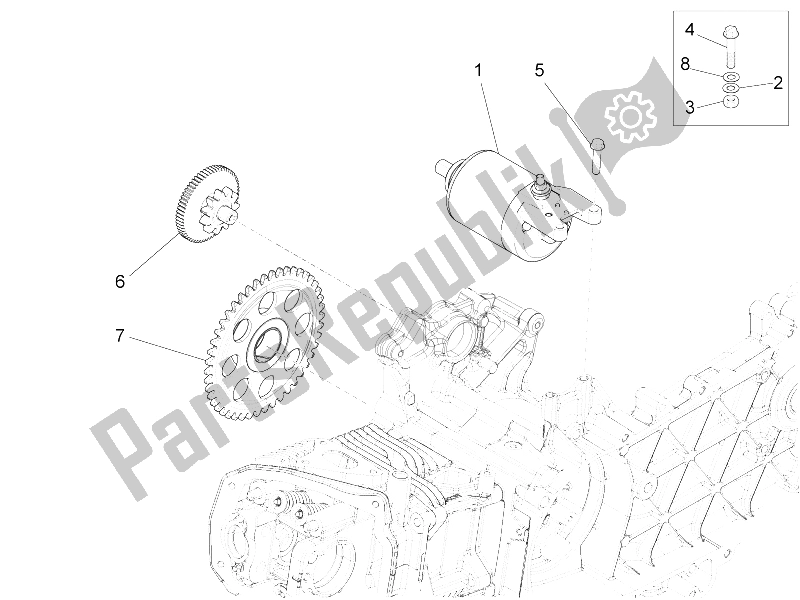 Toutes les pièces pour le Stater - Démarreur électrique du Vespa Vespa S 125 4T 3V E3 IE Asia 2012