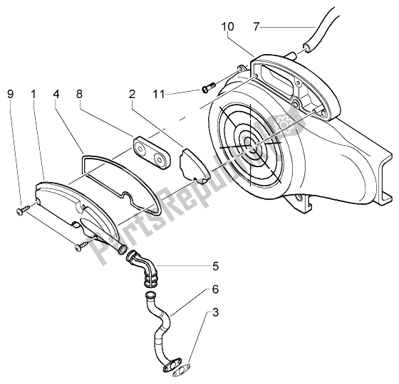 All parts for the Cover - Secondary Air Filter Box of the Vespa ET4 50 2002