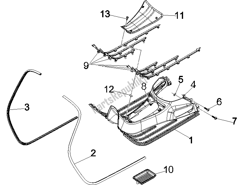Todas las partes para Cubierta Central - Reposapiés de Vespa GTS 250 IE China 2011