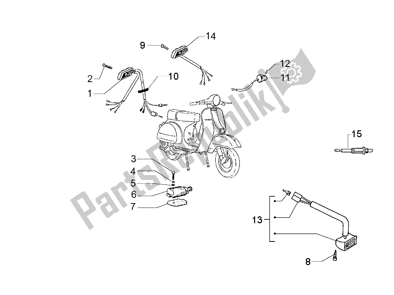 All parts for the Selectors - Switches - Buttons of the Vespa Vespa PX 125 EU Asia 2011