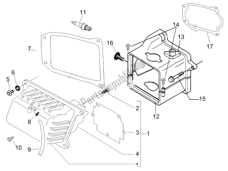 Todas las partes para Cubierta De Tapa De Cilindro de Vespa LXV 50 4T 25 KMH 2012