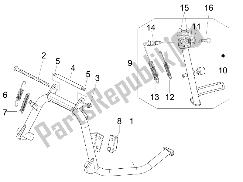 Tutte le parti per il Stand / S del Vespa LX 150 4T IE Touring 2010