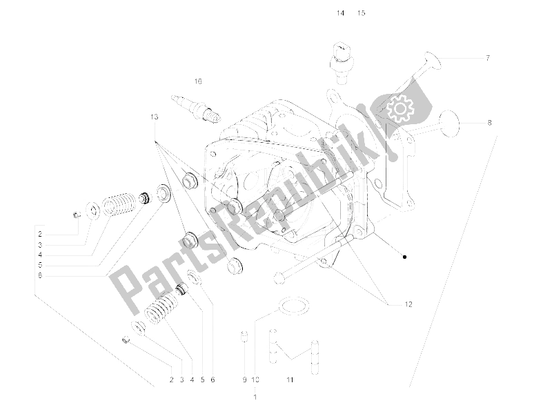 Toutes les pièces pour le Unité De Tête - Valve du Vespa LXV 150 USA 2011
