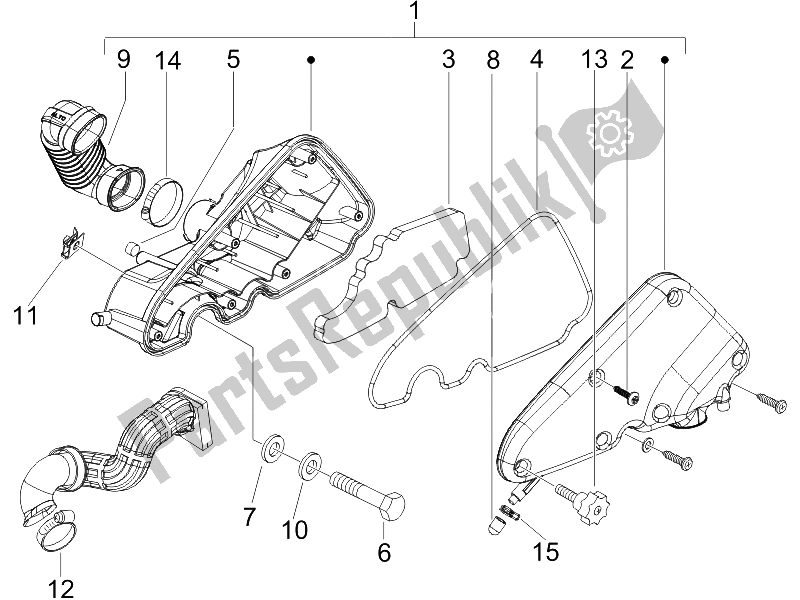 Toutes les pièces pour le Filtre à Air du Vespa LX 125 4T E3 2009