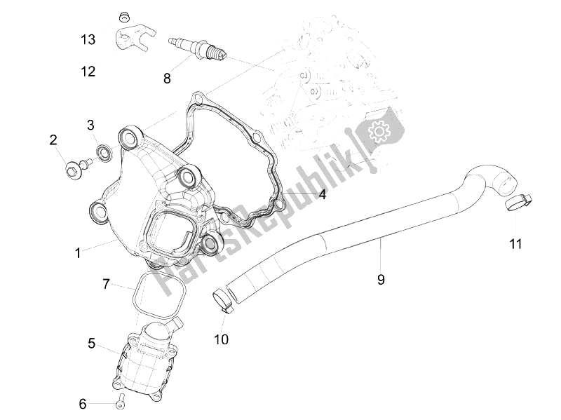 Todas las partes para Cubierta De Tapa De Cilindro de Vespa GTS 300 IE Super Sport 2010