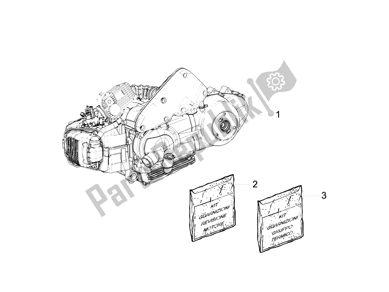 Toutes les pièces pour le Moteur, Assemblage du Vespa S 125 4T E3 2007