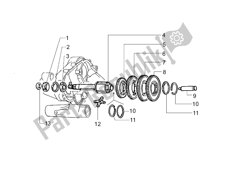 All parts for the Rear Transmission of the Vespa PX 150 2011