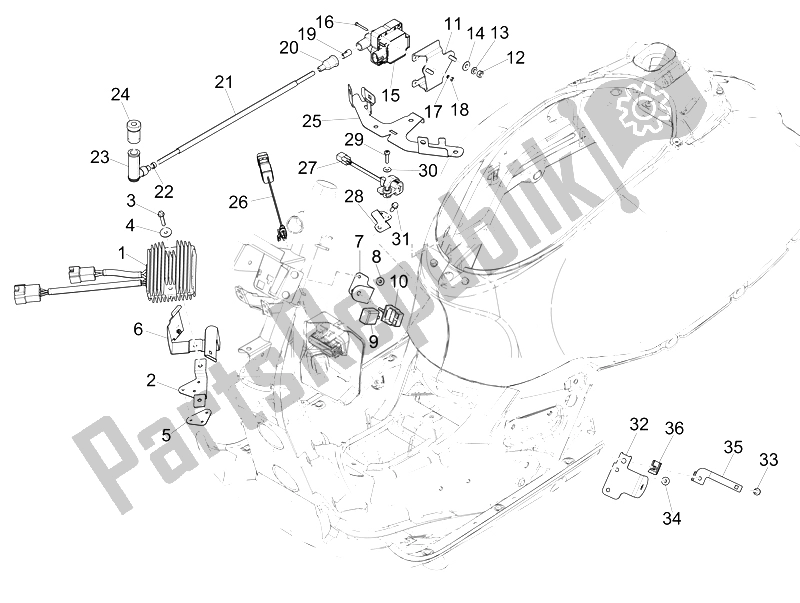 All parts for the Voltage Regulators - Electronic Control Units (ecu) - H. T. Coil of the Vespa GTS 300 IE ABS Super China 2014
