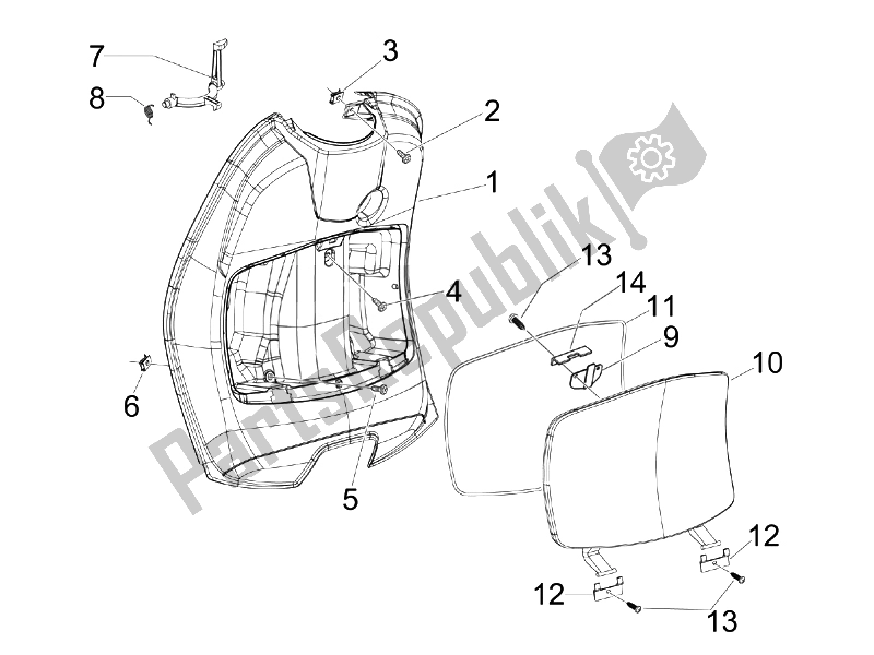 All parts for the Front Glove-box - Knee-guard Panel of the Vespa LXV 50 2T Navy 2007