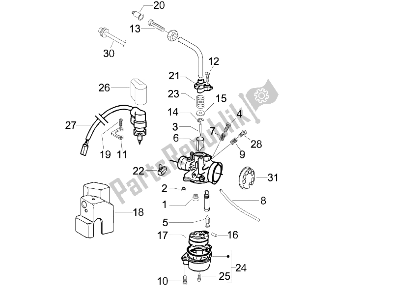 Toutes les pièces pour le Composants Du Carburateur du Vespa LX 50 2T D 2005