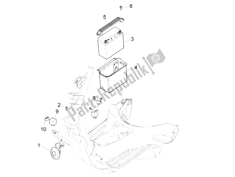 All parts for the Remote Control Switches - Battery - Horn of the Vespa Sprint 50 4T 4V USA 2014